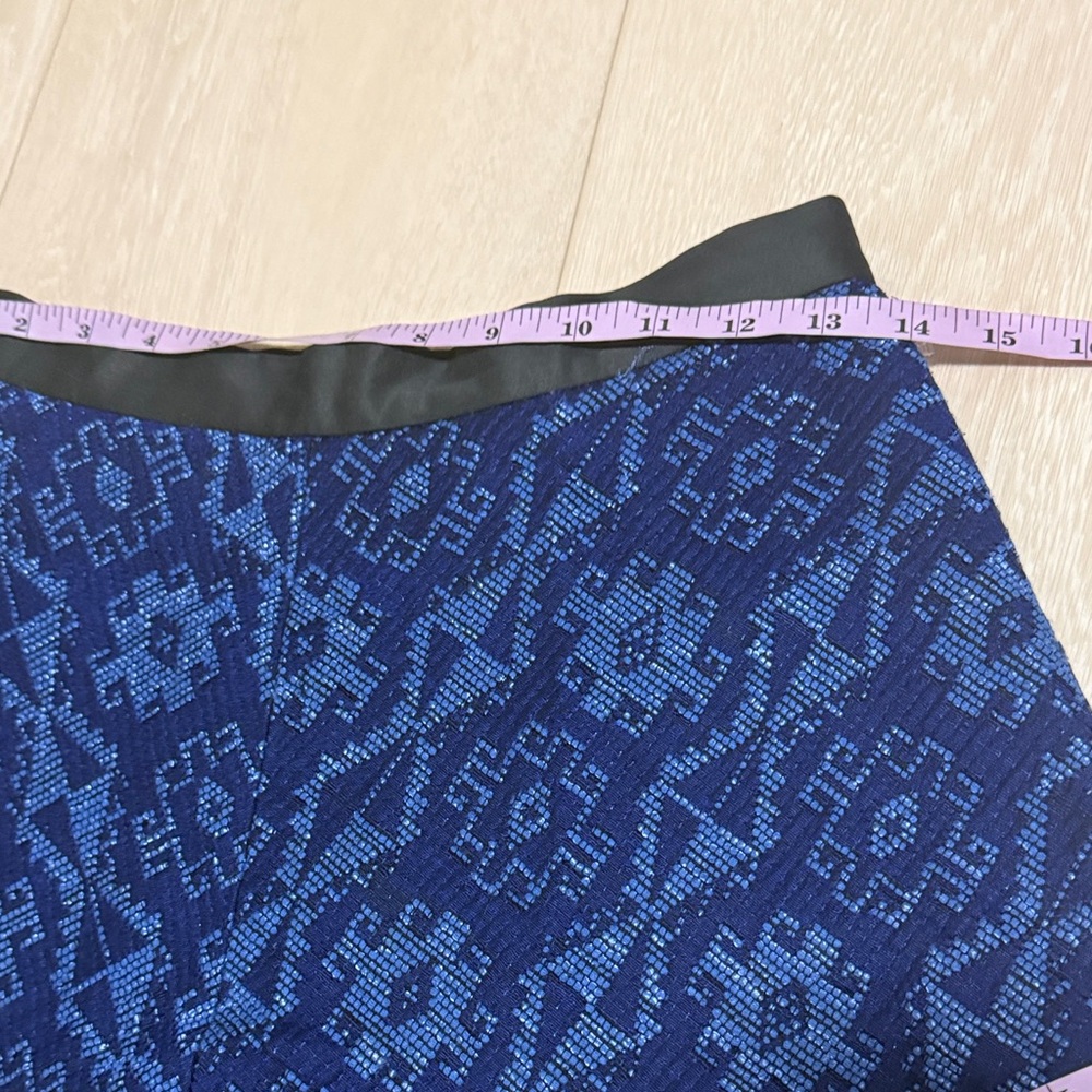 Zara Navy Blue Patterned Skater Mini Skirt - Picture 5 of 7
